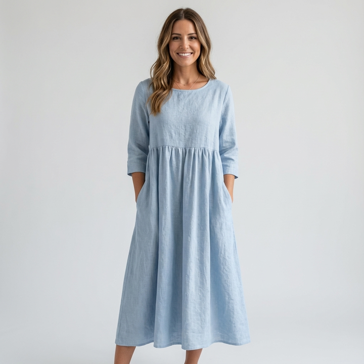 Serena – Minimalist Maxi Dress with Loose Fit