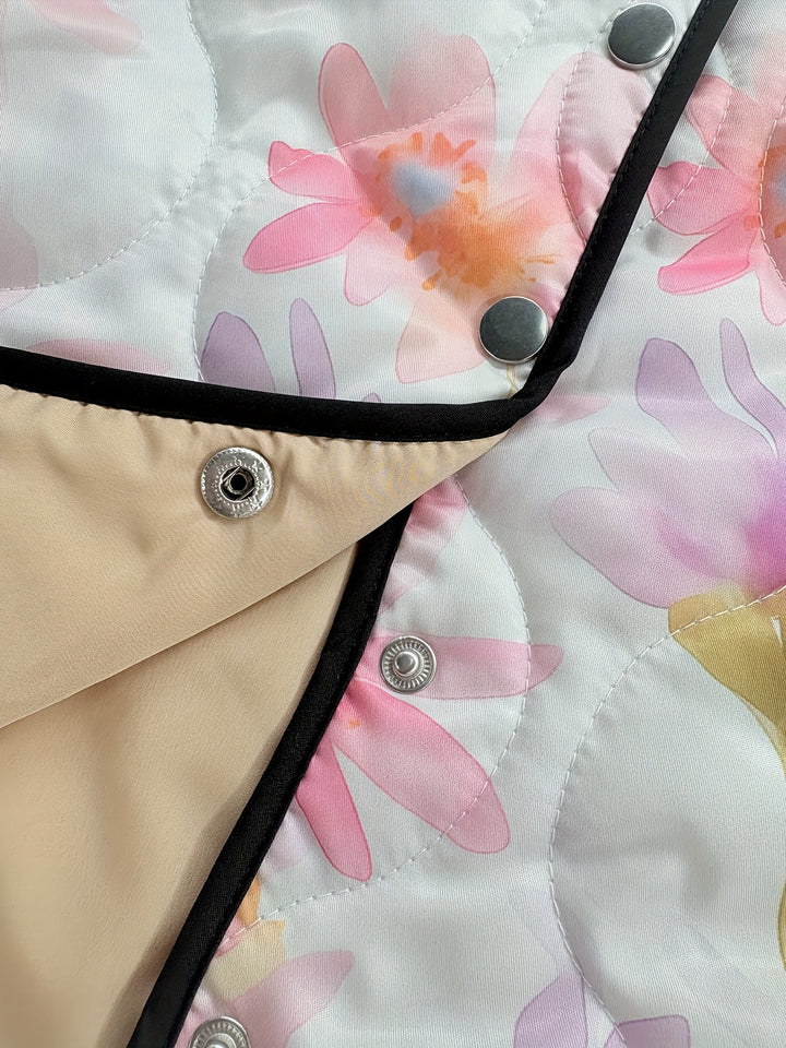 Women's Pastel Floral Print Quilted Jacket