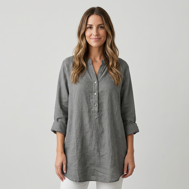 Linea – Light Linen Tunic with Buttons