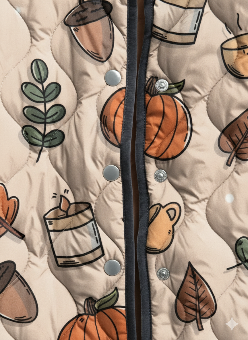 Women's Warm Autumn Print Quilted Jacket