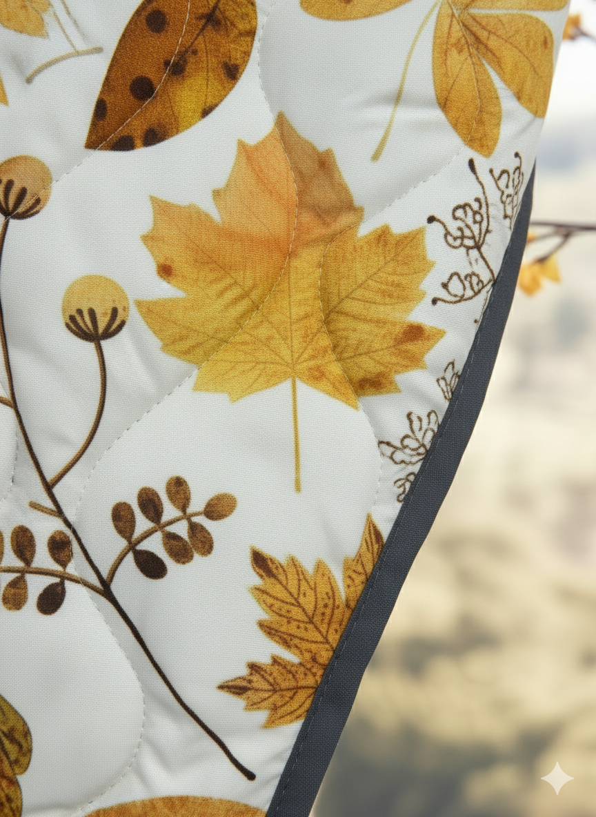 Women's vintage autumn leaf print quilted jacket