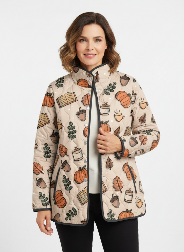 Women's Warm Autumn Print Quilted Jacket