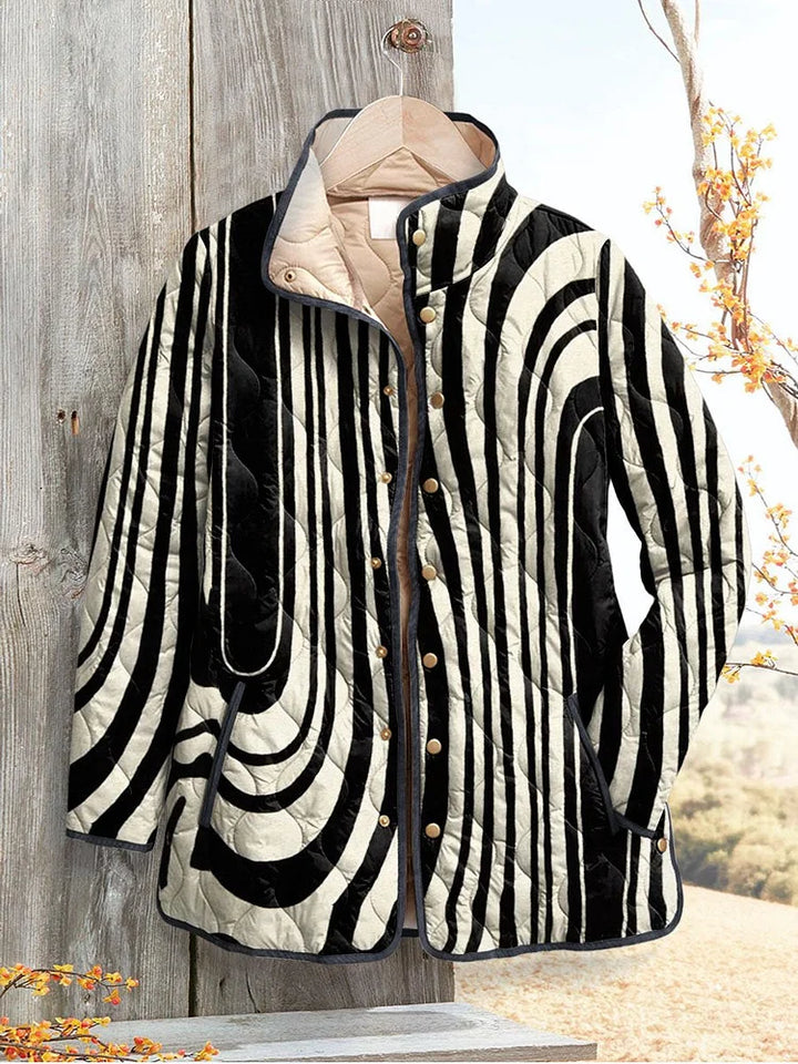 Women's Bold Monochrome Striped Quilted Jacket