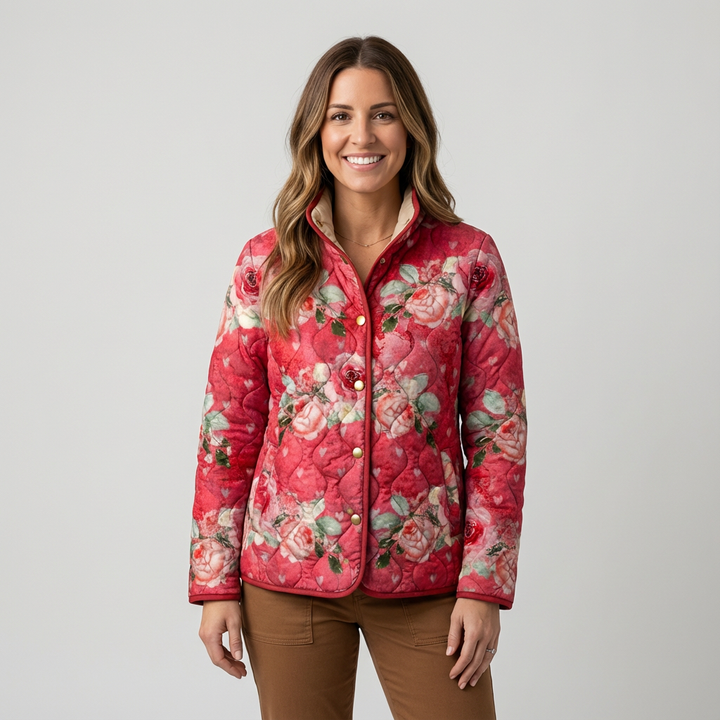 Women's Romantic Rose Pattern Quilted Jacket