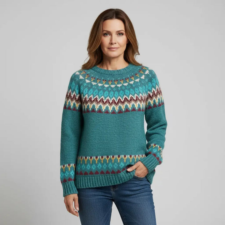 Peyton - Comfortable sweatshirt with retro wave pattern